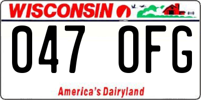 WI license plate 047OFG