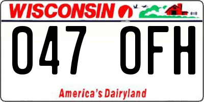 WI license plate 047OFH