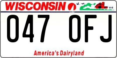 WI license plate 047OFJ