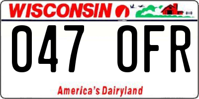 WI license plate 047OFR