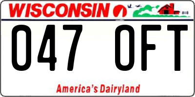 WI license plate 047OFT