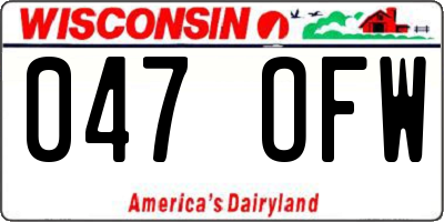 WI license plate 047OFW