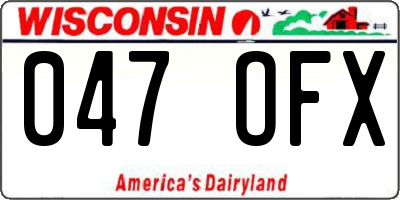 WI license plate 047OFX