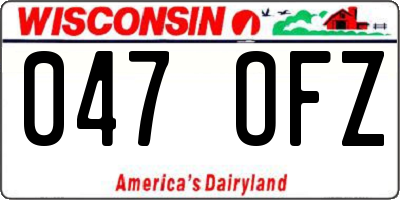 WI license plate 047OFZ