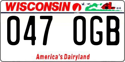 WI license plate 047OGB