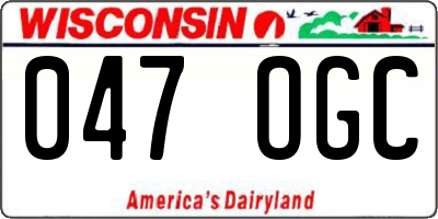 WI license plate 047OGC