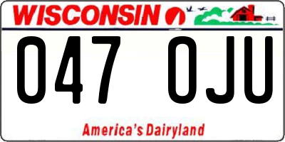 WI license plate 047OJU