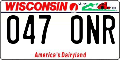 WI license plate 047ONR