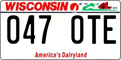 WI license plate 047OTE