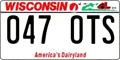 WI license plate 047OTS