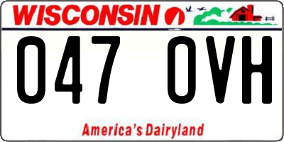 WI license plate 047OVH