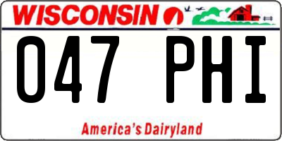 WI license plate 047PHI