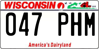 WI license plate 047PHM