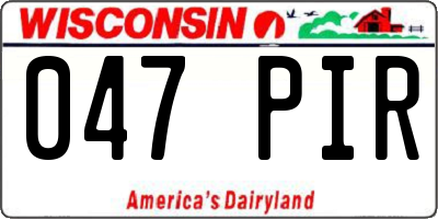 WI license plate 047PIR