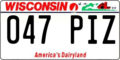 WI license plate 047PIZ