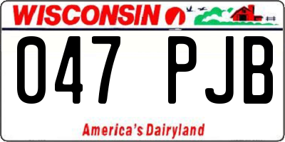 WI license plate 047PJB