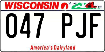 WI license plate 047PJF