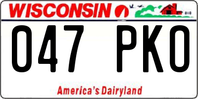 WI license plate 047PKO