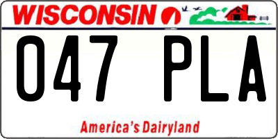 WI license plate 047PLA