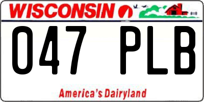 WI license plate 047PLB