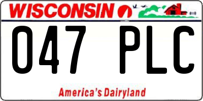 WI license plate 047PLC