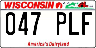 WI license plate 047PLF