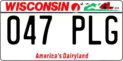 WI license plate 047PLG