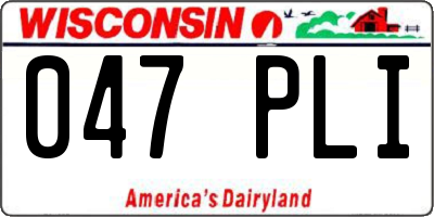WI license plate 047PLI