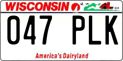 WI license plate 047PLK
