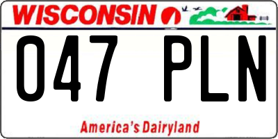 WI license plate 047PLN