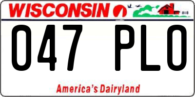 WI license plate 047PLO