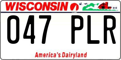 WI license plate 047PLR