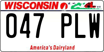 WI license plate 047PLW