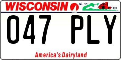 WI license plate 047PLY