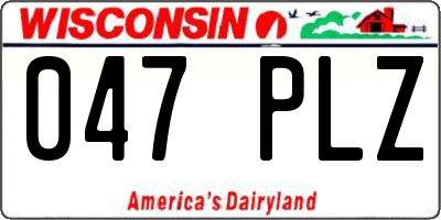 WI license plate 047PLZ