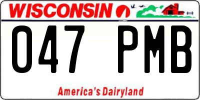 WI license plate 047PMB