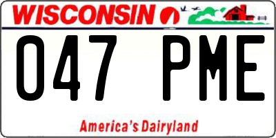 WI license plate 047PME