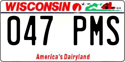 WI license plate 047PMS