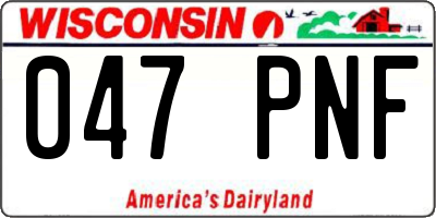 WI license plate 047PNF