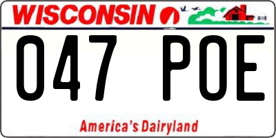 WI license plate 047POE