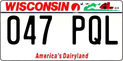 WI license plate 047PQL
