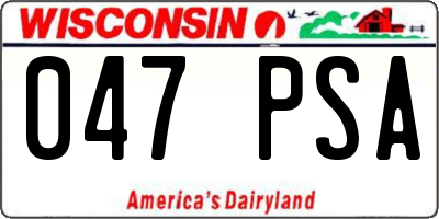 WI license plate 047PSA