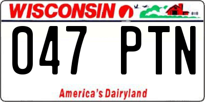 WI license plate 047PTN