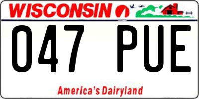 WI license plate 047PUE