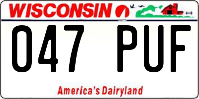 WI license plate 047PUF