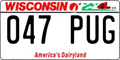 WI license plate 047PUG