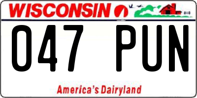 WI license plate 047PUN