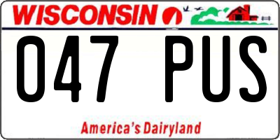 WI license plate 047PUS