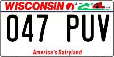 WI license plate 047PUV