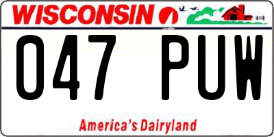 WI license plate 047PUW